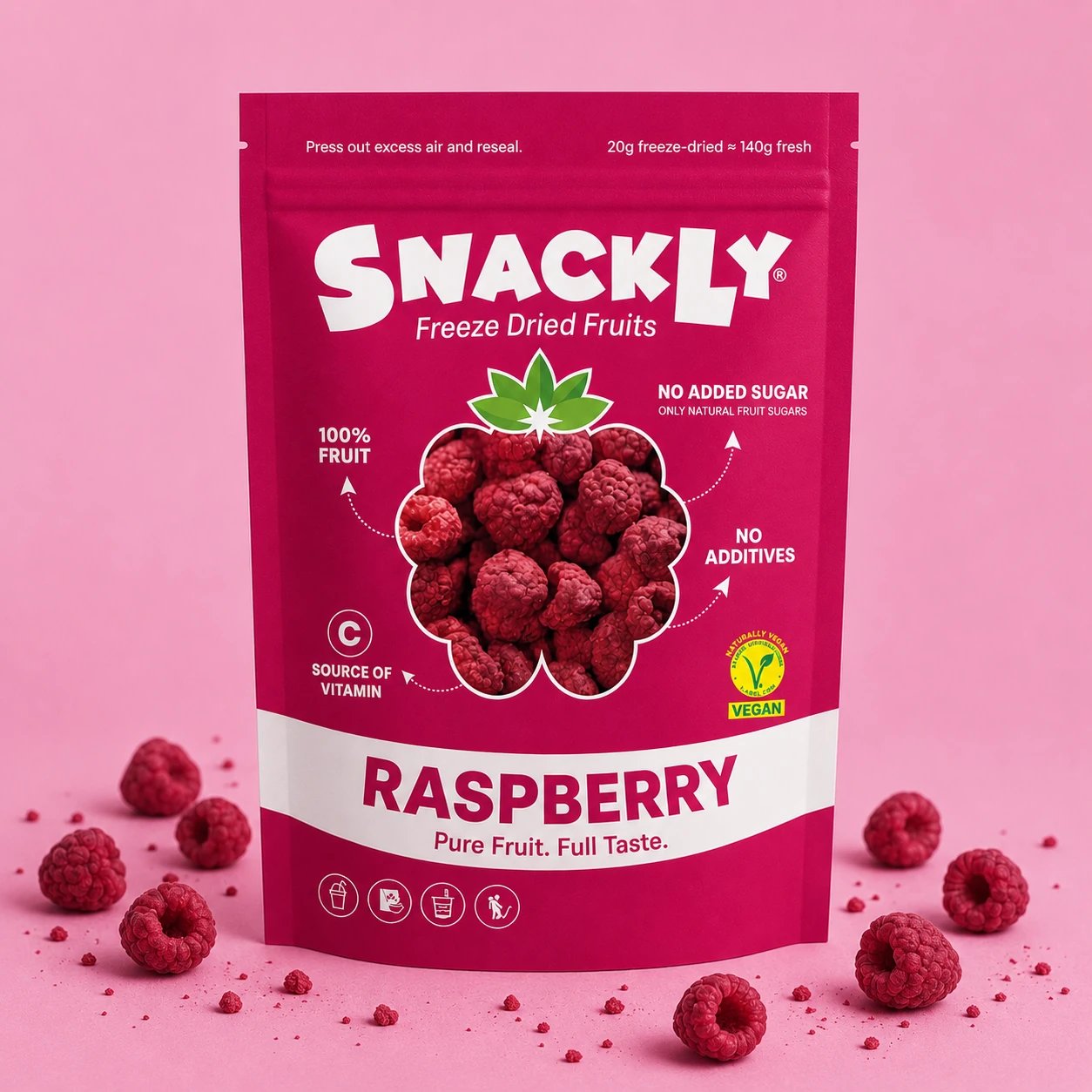 Prudent Collection | Freeze Dried Raspberries with High Vitamin Content | 100% Organic Snack for Healthy Eating 0